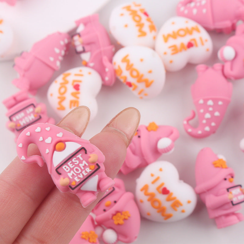 Wholesale 3pcs 3D New Cartoon Silicone Mother's Day Beaded Creative DIY Beaded Pen Bracelet Keychain Accessories